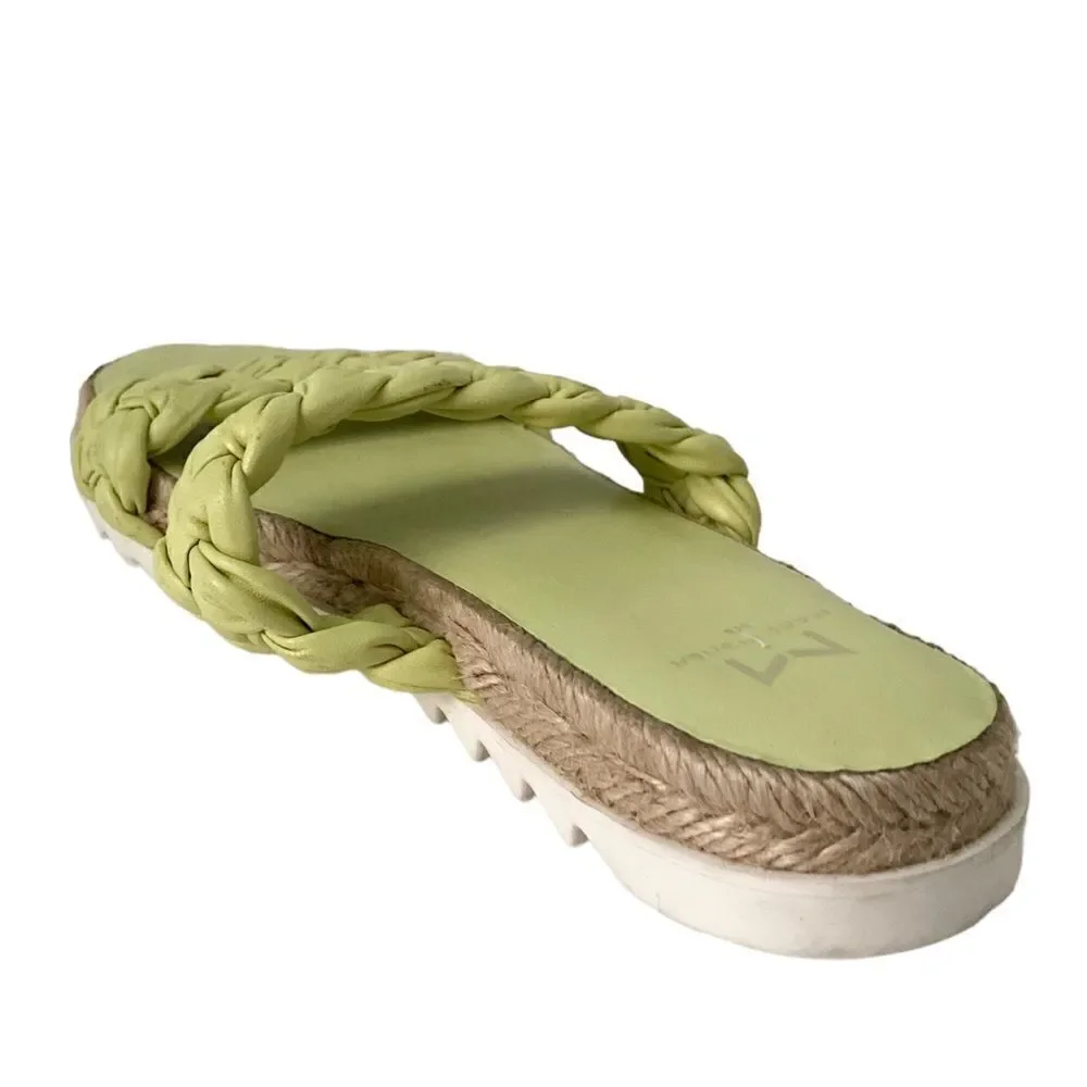 Marc Fisher Ltd Jaimee Espadrille Slide Sandal in Citron Leather Size 6M